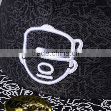 Carton Head Embroidery Adult Lovers Flat Sport Caps Custom Snapback