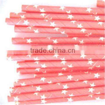 Light Pink Paper Straws Star Patter Straws for Dream Girls