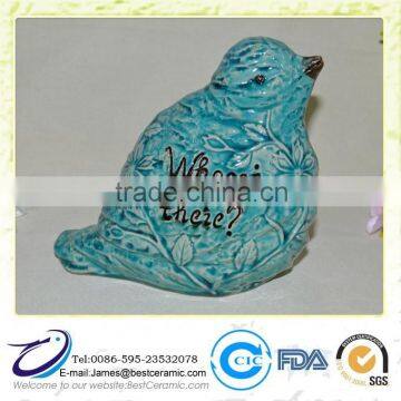 Blue Glazed Ceramic garden decorative Bird