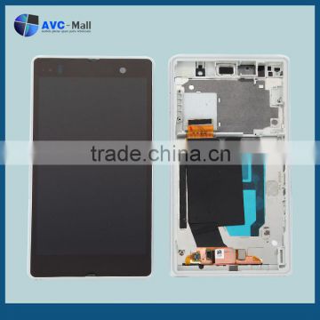 china mobile LCD screen and touch assembly with frame for Sony Xperia Z L36h white