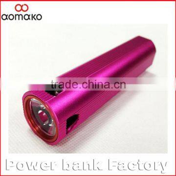 Manufacturer Hot best price mobile power bank 2600mah with flashlight alluminium alloy power bank cylinder ak-02