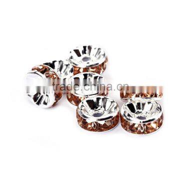 Silver Plated Light Peach Color #362 Rhinestone Jewelry Rondelle Spacer Beads Variation Color and Size 4mm/6mm/8mm/10mm photo-3