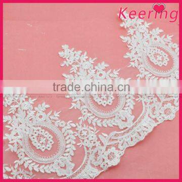 one side flower embroidery white tulle bridal lace WTPA-020