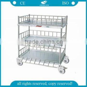 AG-SS054 CE ISO three layers stainless steel instrument hospital mobile cart
