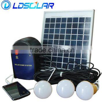 Compact and portable 6W 21V solar home lighting system