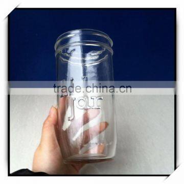 Embossed logo glass mason jar mug DH398