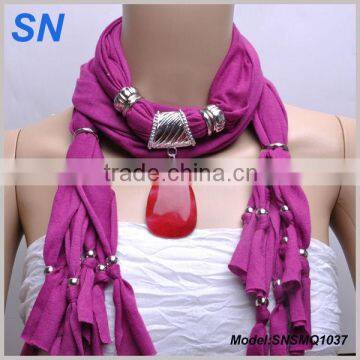 Red Stone Necklace Jewelry Scarf