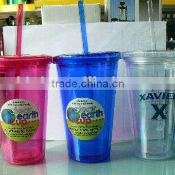 plastic drinking straw cup with lid 450ml