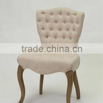 home furniture solid oak handle carved classic button design wooden side chair (CH-273-OAK)