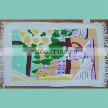 printed kitchen towel with fringes