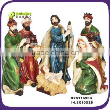 Resin wholesale antique colorful christmas nativity figurines