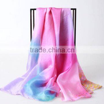 Hand drawing and flower screen print chiffon scarf buy direct china