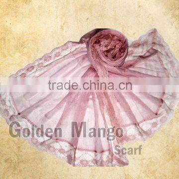 2016 latest 100% cotton lace scarf