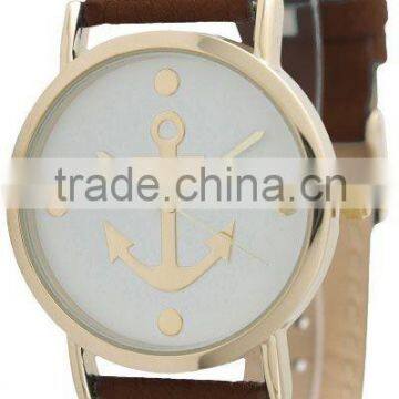 2015Wholesale cheap Classic multi color leather strap anchor white dial Mechanical Vogue watch