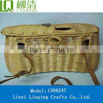 wholesale nature fishing basket with strap and lid