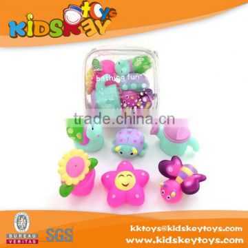 Promotional 6pcs pvc bath toy set/ floating vinyl bath toy in bathtime for fun