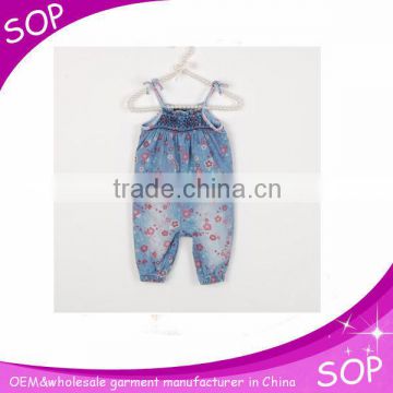 fashion baby girls flower printed cover all jeans girls pairs of suspenders