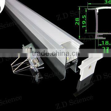 Recessed Aluminum Housing Lighting Profile For Linear Lights With Opal Diffuser