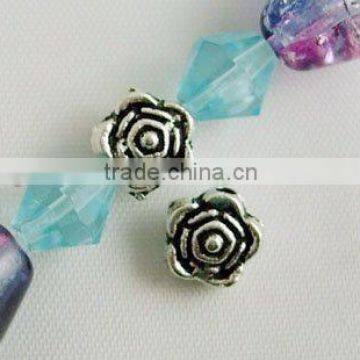 Tibetan Silver Rose Flower Spacer Bead Findings(AB458)