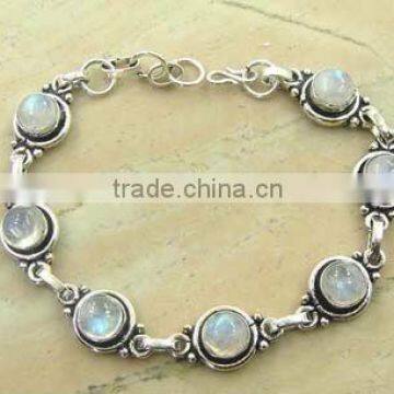 925 STERLING SILVER BRACELETS WITH GENUINE RAINBOW MOONSTONE