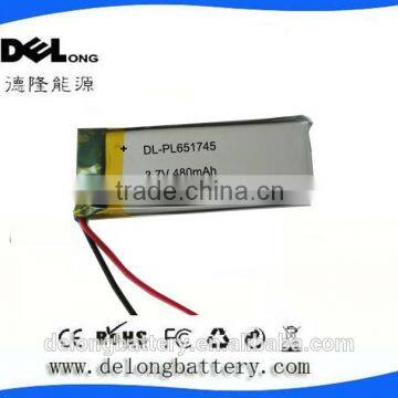 Factory directly price OEM/ODM 3.7v 480mah high temperature small rechargeable lipo battery China manufacturer