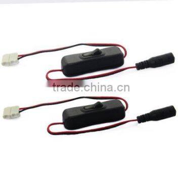 UL wire 2pin 10mm Solderless clip to 5.5mm Female Connector /w Switch for LED SMD 5050 Strip