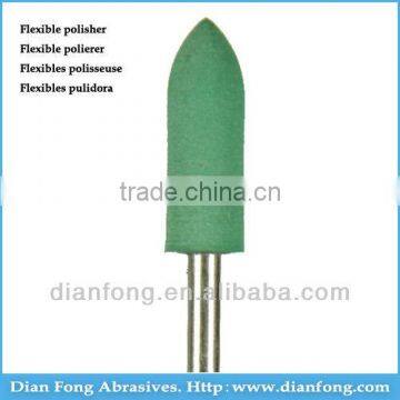 A201F 3/32" HP Shank Bullet Shaped Light Green Flex Rubber Polishers Aluminium Polisher