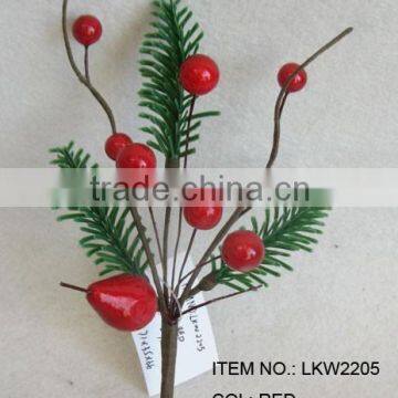 newest special artificial pine needle and foam red berry pick 6" branches pick for chrismas home decoration pick