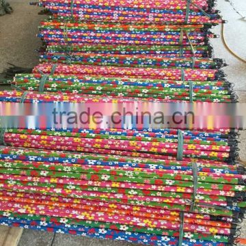 Wooden handle colorful pvc design broom sticks