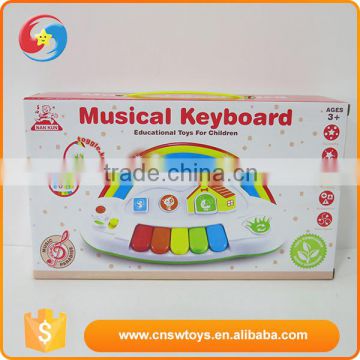 Educational plastic battery operated music instrument toy cartoon keyboard with light