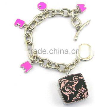 Metal Square Shaped Solid Perfume Container /lip Gloss Bracelet, With Epoxy Letter Charm,OEM Designs Accepted<DHCA9023> photo-2