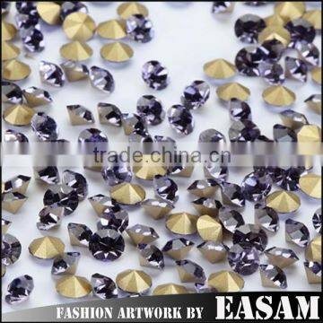 2015 Best sale Pointback crystal rhinestones with golden foild