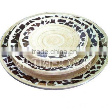 Natural bamboo with coconut plates for home, restaurant, hotel