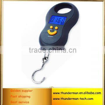 50kg/10kg Double Precision Digital Electronic Portable Luggage Hanging Scale with hook and Blue Backlight