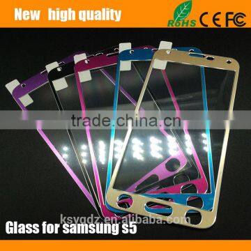 2.5D Color Brushed Metal Tempered Glass Screen Protector Guard for Samsung S5 photo-2