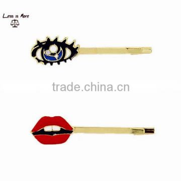 2015 New style eye and lip hair pin,girls hair pin,fancy hair pin