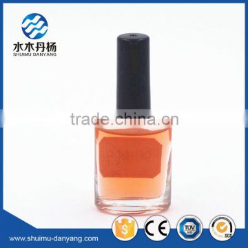 Fancy flat brush cap clear glass nail polish bottle