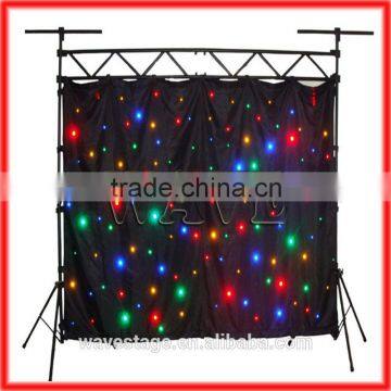 HOT WLK-1F Black fireproof Velvet cloth four leds star backdrop colors led star curtain