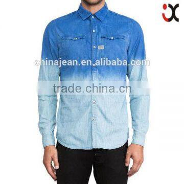New Arrival Men Shirt Ombre Washed Denim Shirt (JXF041)