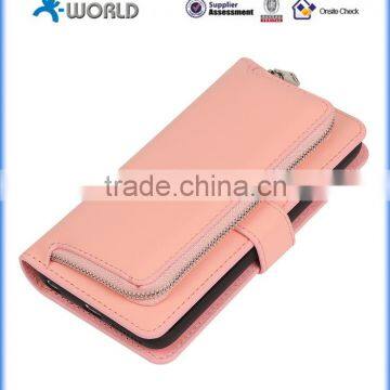 Zipper purse Leather Wallet Case Cover For iPhone 6S