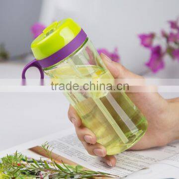 plastic sports bottle with straw/travel bottle/plastic drinking water bottle