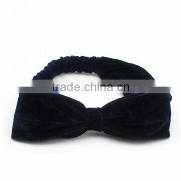 Sya nylon fabric black elastic bowknit headband