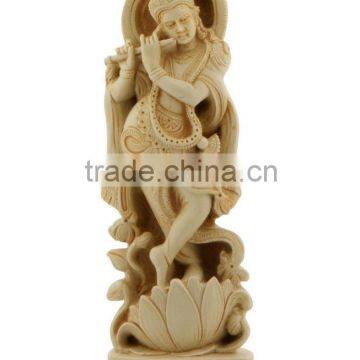 Krishna playing flute Wooden Sculpture