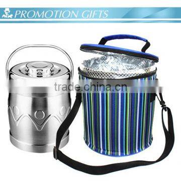 2015 New Style Barrel Shape Insulated Mens Lunch Cooler Bag With Durable Hard Liner photo-4
