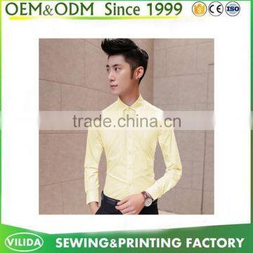 New design elegant cream color for wedding ceremony pleated dress shirts for men