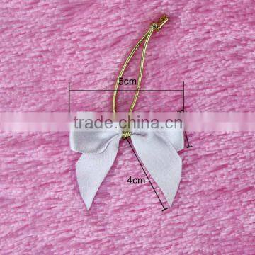 Factory High Quality Wholesale Pink Pre-tied Satin Ribbon Bow with Elastic Loop