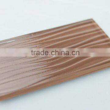 Light Brown color strip crystal glass mosaic tile for home wall tile decoration ,factory mosaic tiles (PMZ060-1)