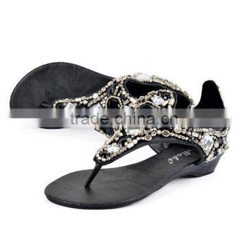 water drilling slope with folk style beaded shoes sandals