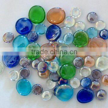 many color flat glass beads and flat marbles for vase fillers