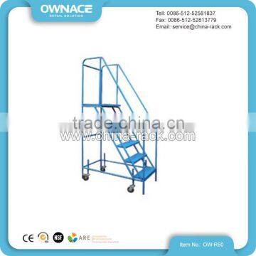 Steel Warehouse&Supermarket Climbing Ladder Truck with Wheels